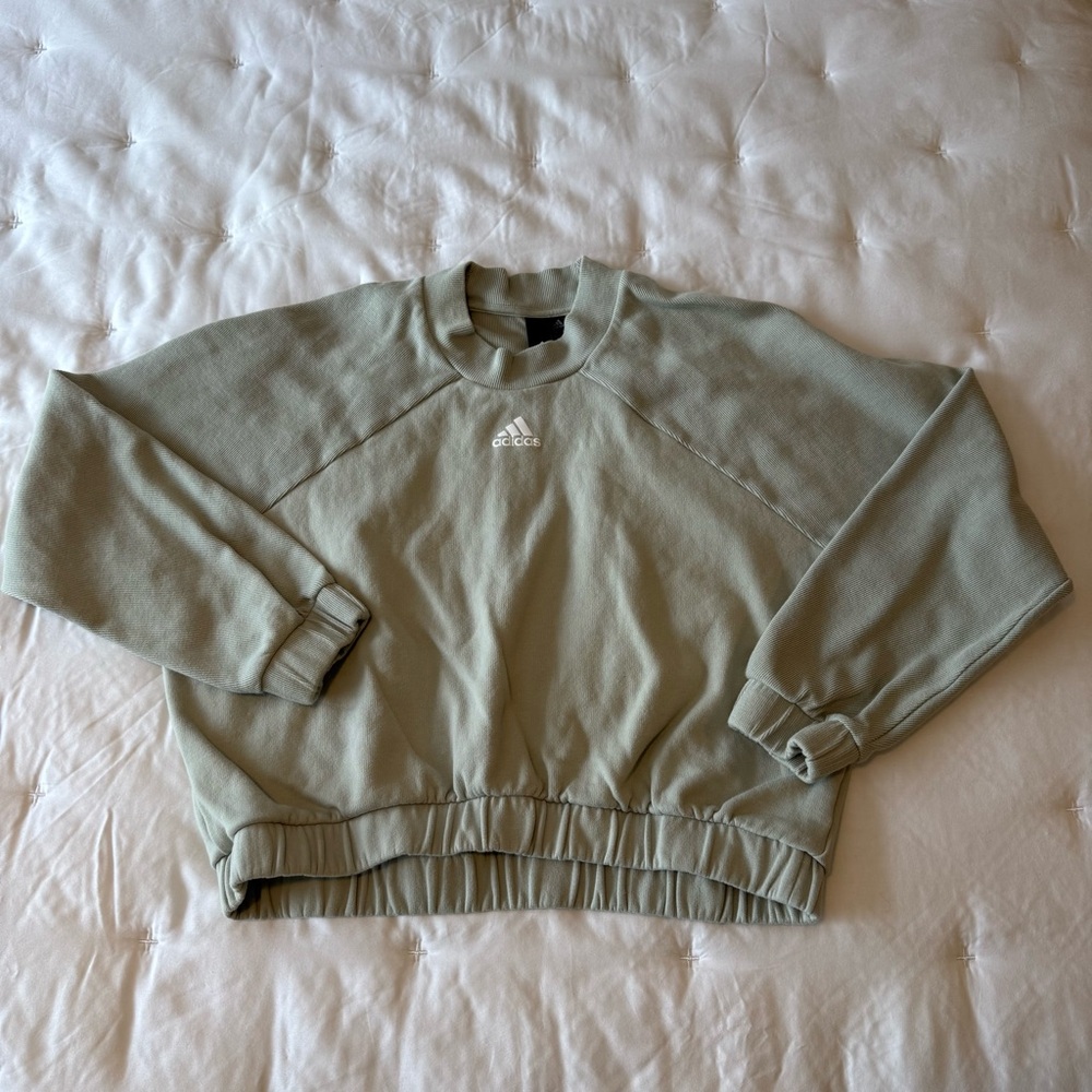 adidas Light Sage Cropped Crewneck Sweatshirt